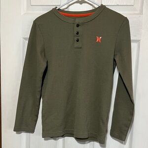 Hurley Olive Long Sleeve Henley Shirt